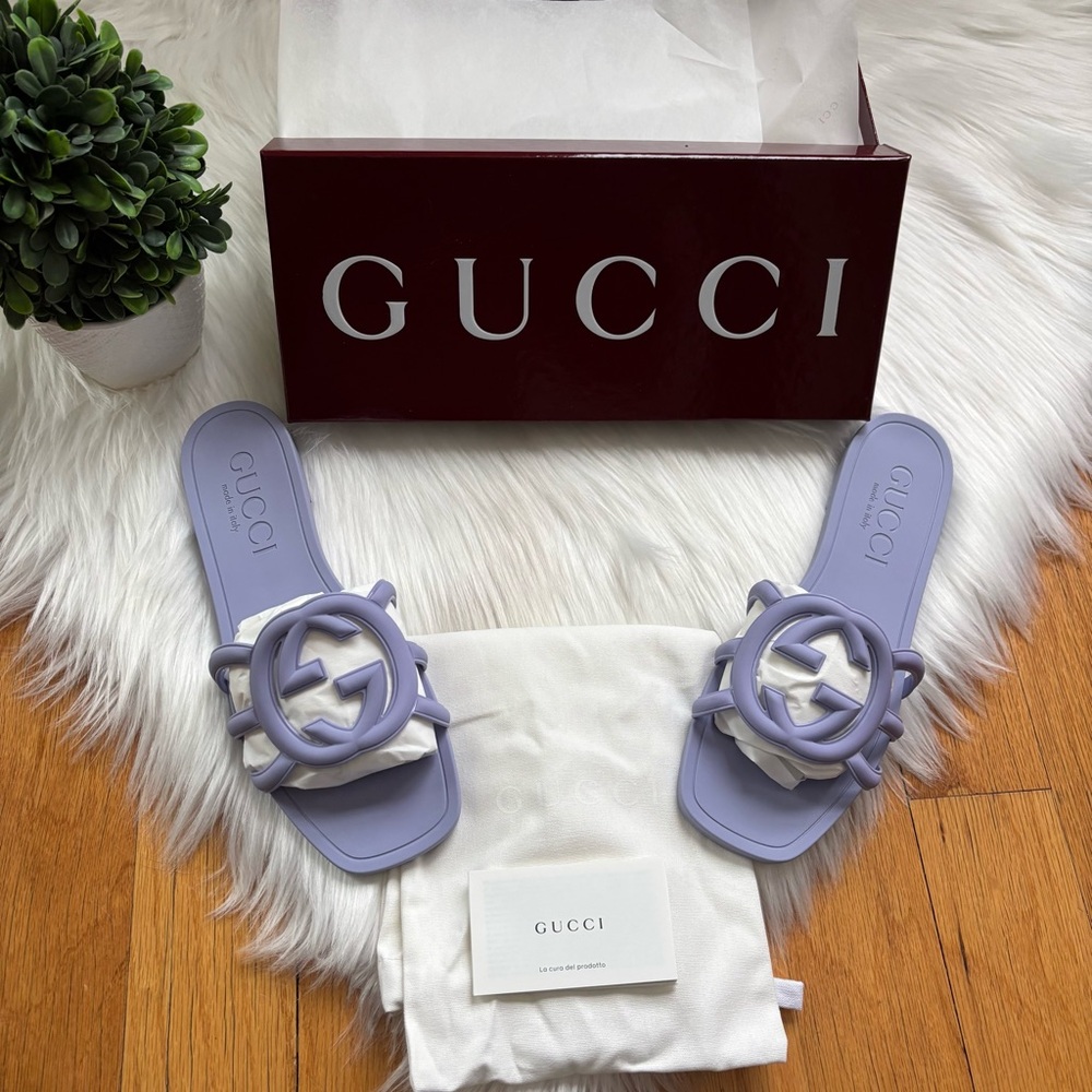 Gucci Purple Palma GG Sandals